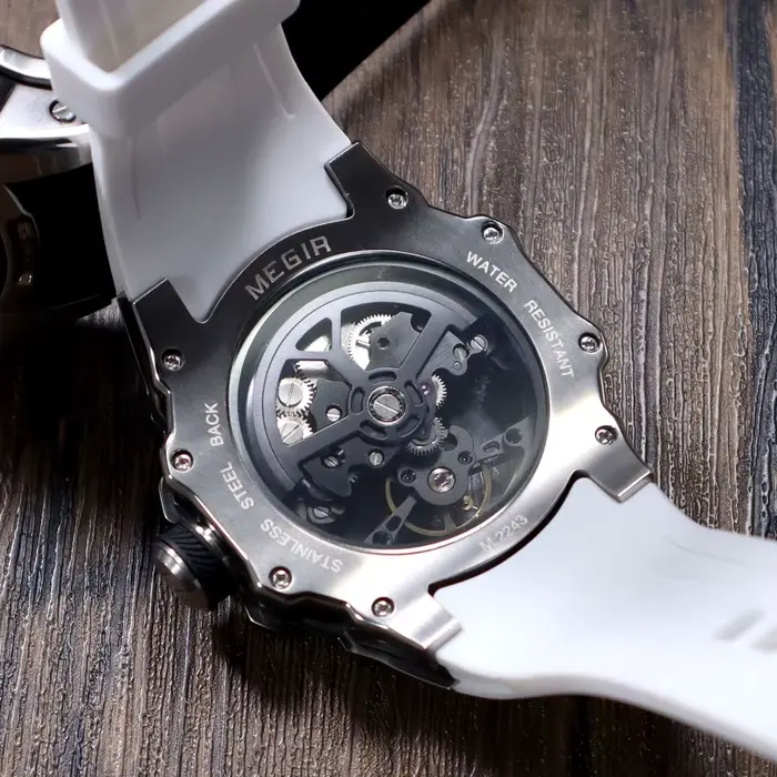 Montres mécaniques automatiques à cadran squelette MEGIR pour homme style élégant et pratique occasions spéciales
