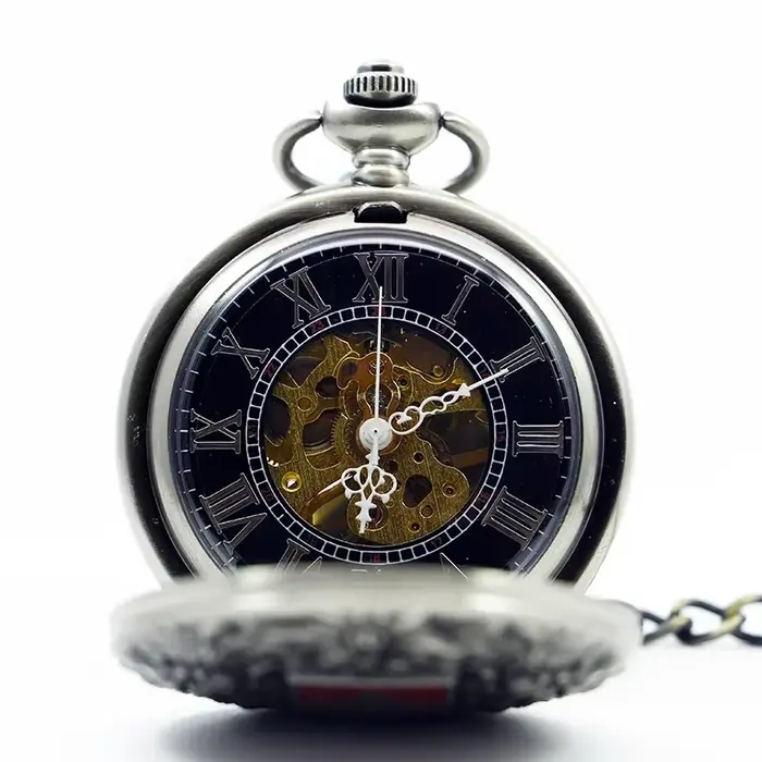 Classique suisse croix rouge creux mécanique montre de poche main vent Fob montres de haute qualité hommes femmes