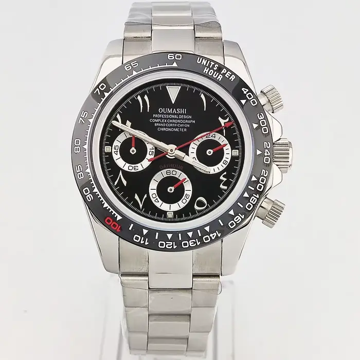 Biens Bottles-Montre à mouvement à quartz pour homme, étanche, boîtier en acier, cadran arabe, chron