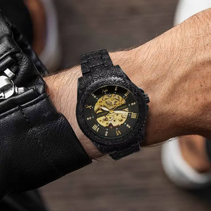 WINNER Montre mécanique squelette rétro royale pour homme