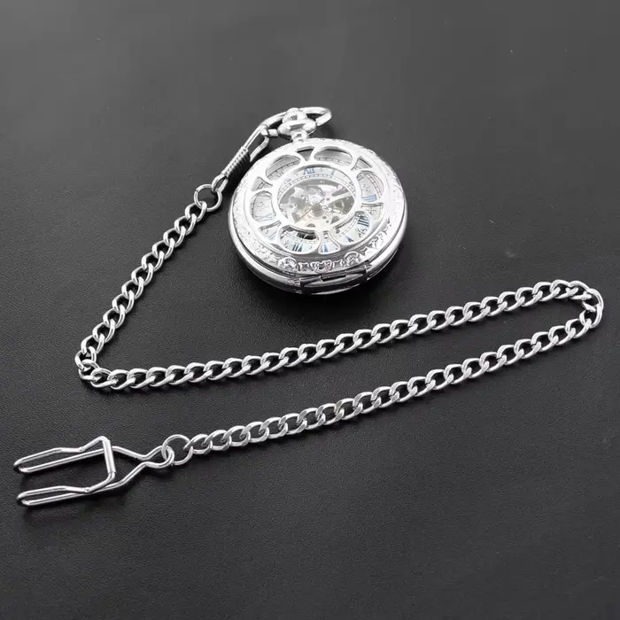 Chaîne de montre de poche en argent de luxe Vintage