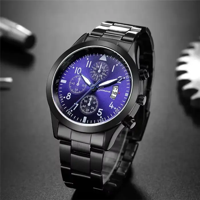 Genève-Montre à quartz en acier inoxydable pour homme