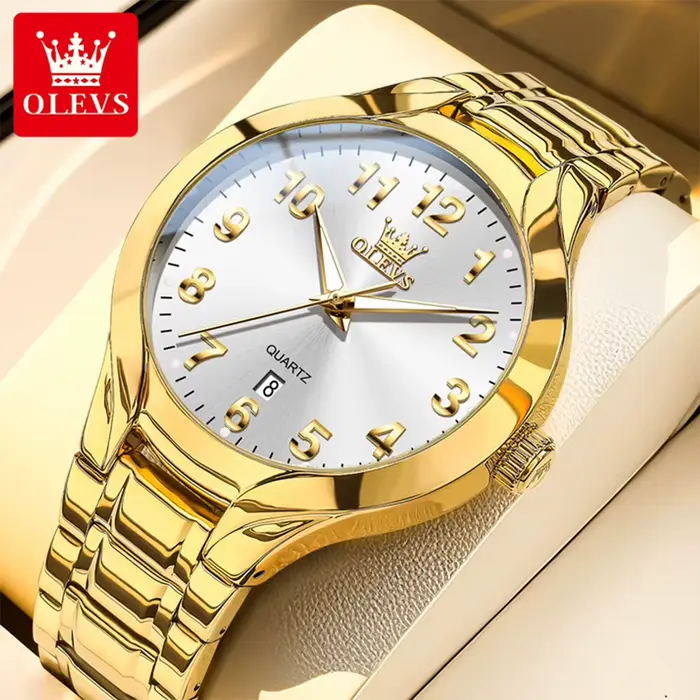OLEVS 3650 montres en or pour hommes classique grand cadran numérique Date automatique étanche lumin