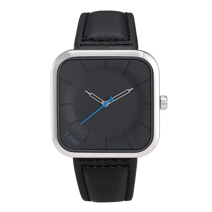 TOMI mode Simple montre à Quartz noir hommes et femmes carré de haute qualité élégant