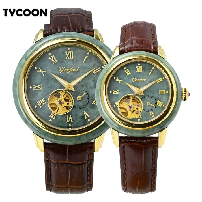 Montre en jade naturel Open Heart