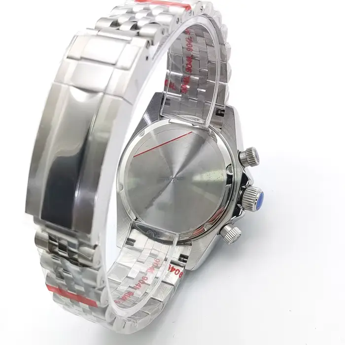 Montre en acier inoxydable à quartz avec cristal de saphir pour homme, fonction chronographe, résistance à l'eau, pour diverses occasions