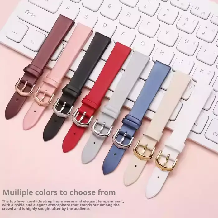 Bracelet de montre universel en cuir véritable à rayures satinées