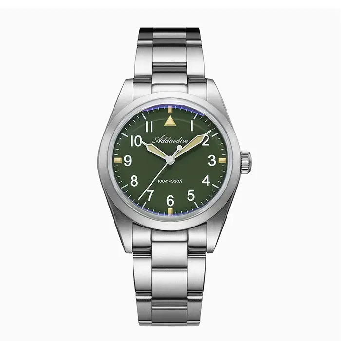 ADDIESDIVE 36mm AD2502 montre pour hommes 100M étanche en alliage de titane VH31 mouvement bulle miroir verre lumineux montres à Quartz
