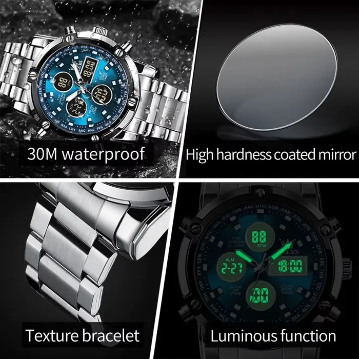 Montre militaire numérique OLEVS avec affichage LED et chronographe pour hommes occasions sportives et quotidiennes