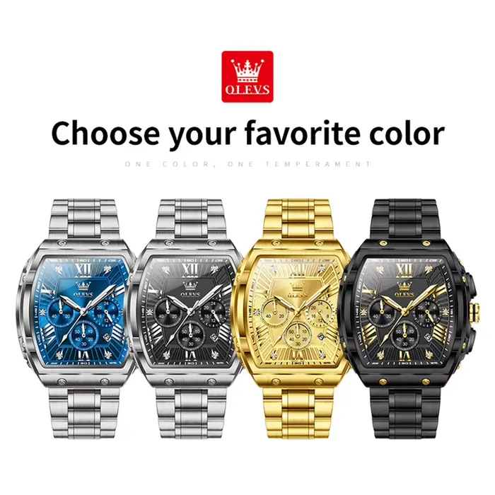 Montre à quartz pour homme OLEVS 5639, luxe, tonneau, date automatique, affaires, lumineuse, étanche, chronographe, marque originale, montre-bracelet pour homme