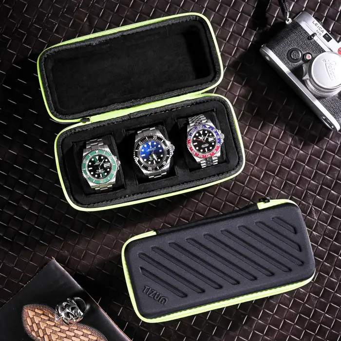 Montres touristiques de luxe, sac à roulettes de montre à 3 fentes, étui de montre Portable de voyag