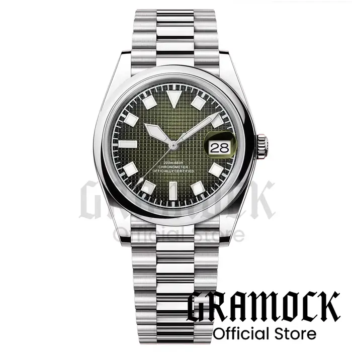 Montre mécanique vintage 36 mm 39 mm avec cadran vert olive, mouvement Miyota8215 PT5000, bracelet g