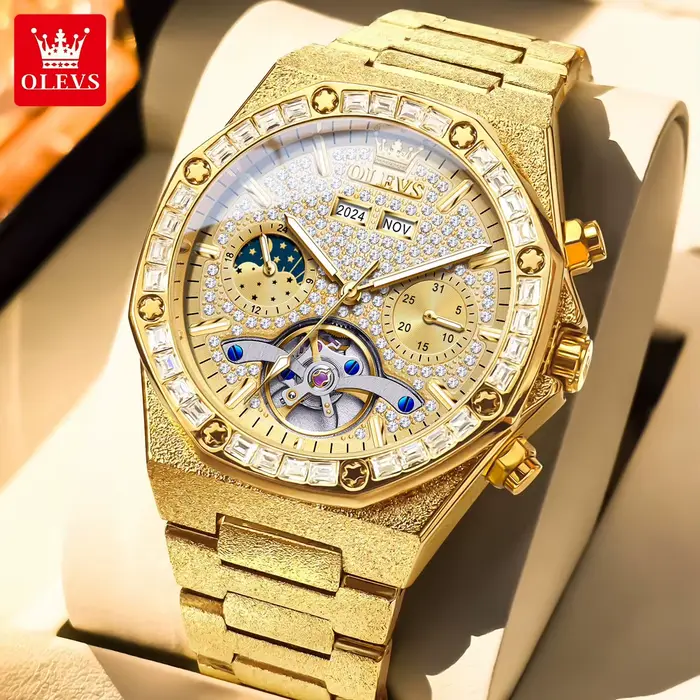 OLEVS 9805 montre pour hommes marque originale Tourbillon montre mécanique automatique cadran en dia