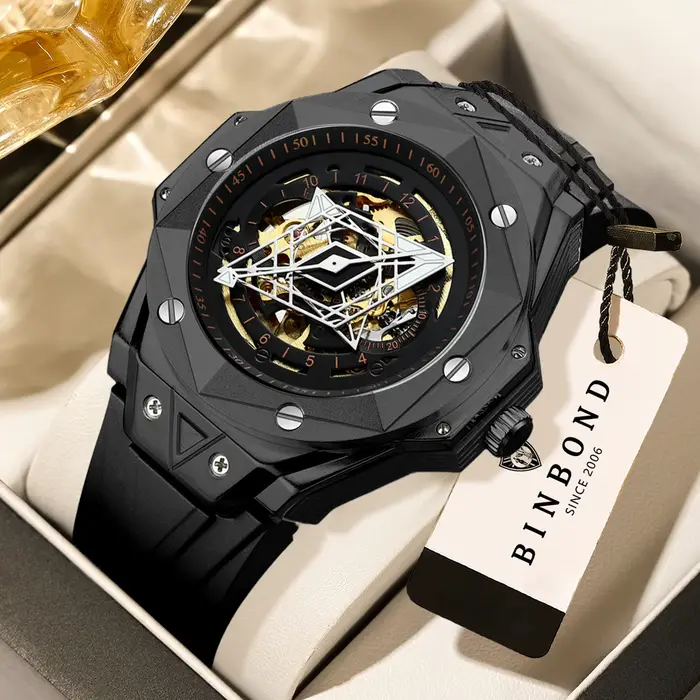 Montre automatique de luxe pour homme BINBOND avec tourbillon précis