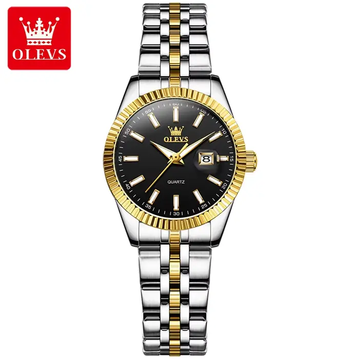 OLEVS 5593 femme montre en acier inoxydable étanche Auto Date élégante dames montre-bracelet de luxe