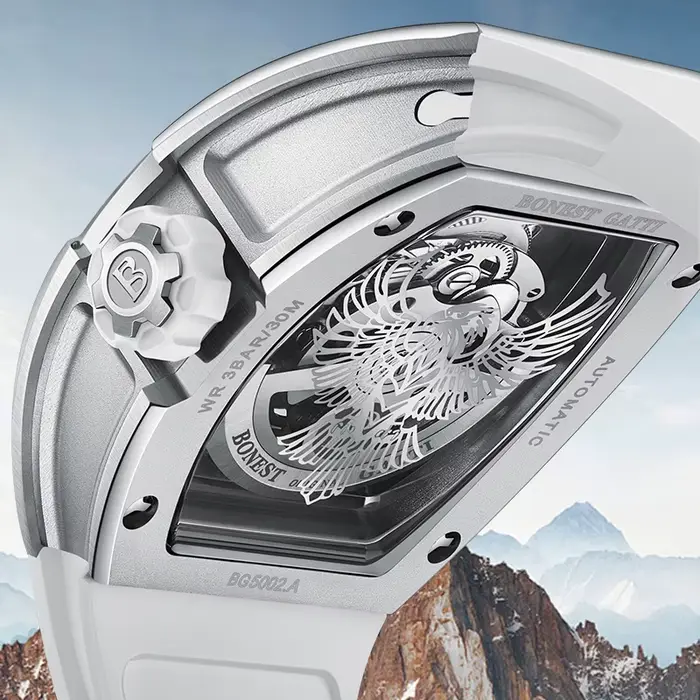 BONEST GATTI 5002 hommes montre automatique Tonneau mécanique montre-bracelet lumineux aigle cadran montres