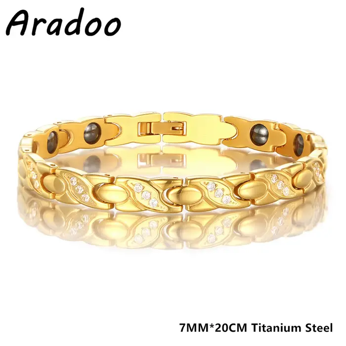 ARADOO luxe zircone cristaux titane acier Bracelet