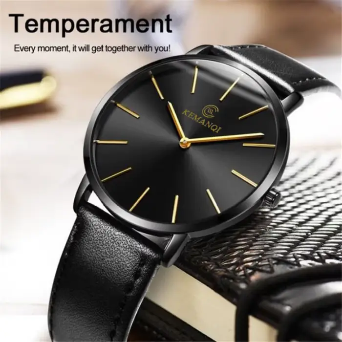 Montre JBAILI en acier inoxydable avec bracelet en cuir pour homme élégant occasions spéciales affaires soirées