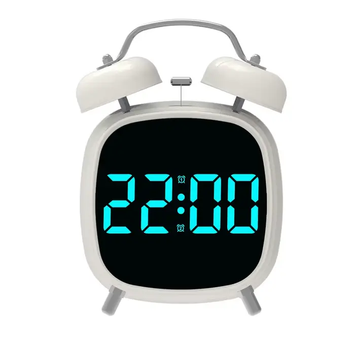 Réveil numérique à commande vocale, Double cloche, Super fort, pour dormir lourd, Mode nuit 12/24H,