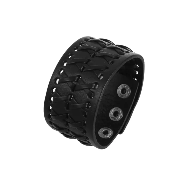 Bracelet en cuir tendance pour hommes, classique, taille réglable, couleur unie, usage quotidien