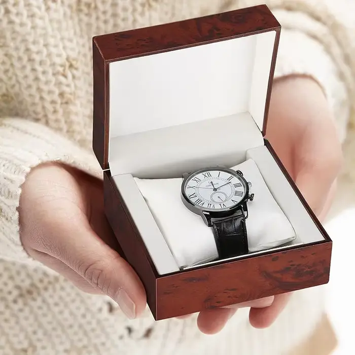 Boîte à montre simple en bois de luxe pour voyage, rangement haut de gamme pour bijoux avec coussin, étui cadeau pour montre-bracelet et bracelet pour homme