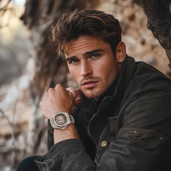Montre automatique LONGLUX pour homme avec mouvement squelette et résistance à l'eau pour les occasions spéciales et le quotidien