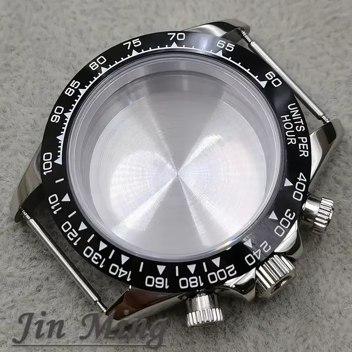 Boîtier de montre en cristal saphir avec chronographe à quartz de 40 mm, lunette en céramique de hau