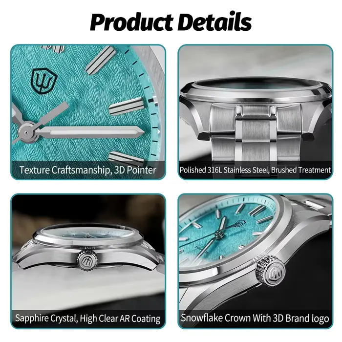 Montre en acier inoxydable avec cadran Aventurine VH31 pour homme, résistante à l'eau jusqu'à 100m, mouvement Quartz VH31, bracelet lumineux, occasions spéciales et quotidiennes