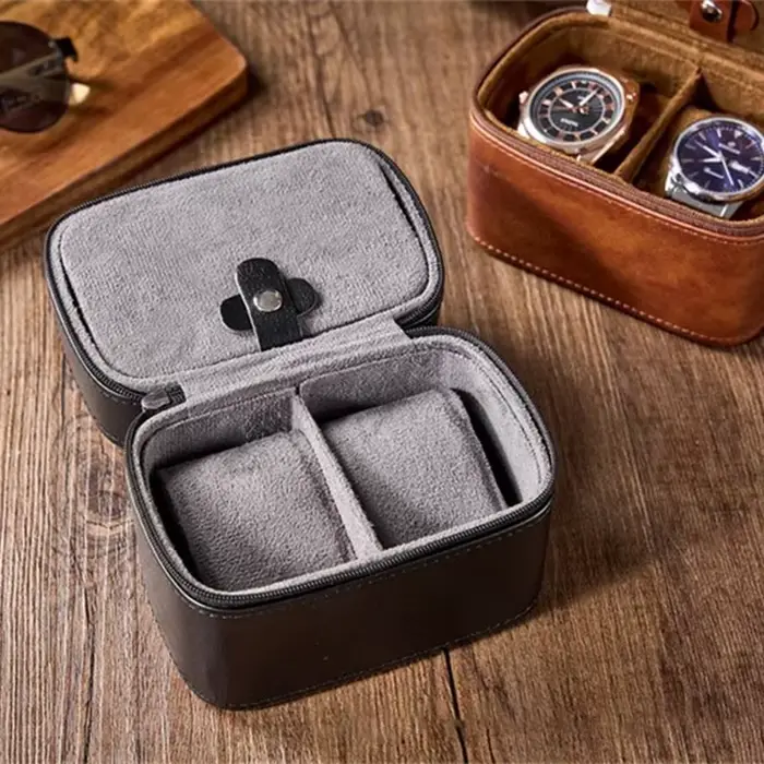 Boîte à montres de luxe vintage en cuir pour hommes rangement de montres-bracelets boîtes à montres élégantes pour voyages et occasions spéciales