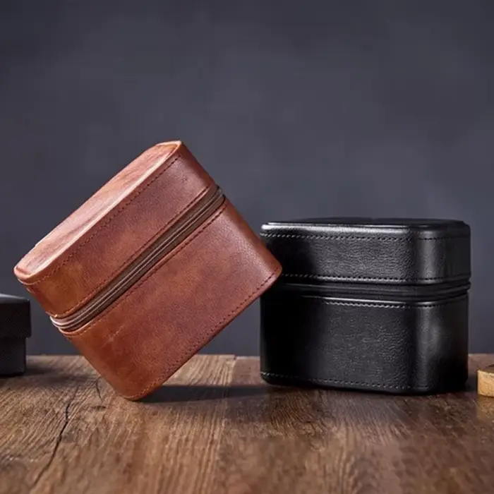 Boîte à montres de luxe vintage en cuir pour hommes rangement de montres-bracelets boîtes à montres élégantes pour voyages et occasions spéciales