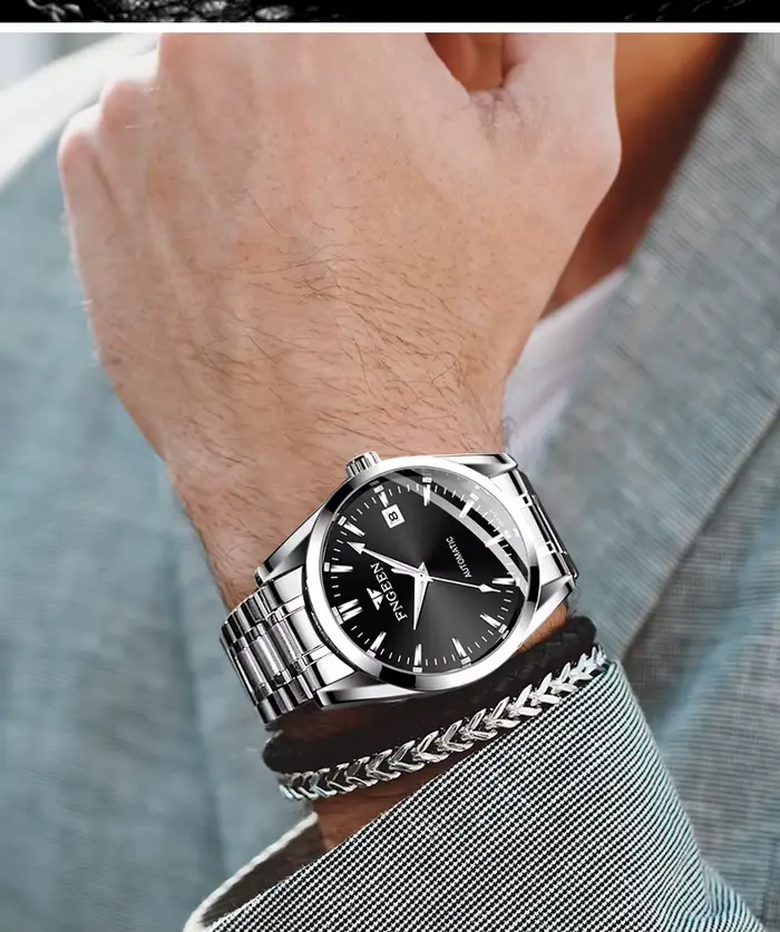 FNGEEN luxe hommes montres montre-bracelet Date haute qualité étanche automatique creux mécanique