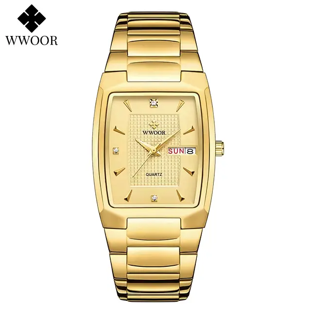 WWOOR 2024 nouvelle montre carrée hommes avec Date de la semaine automatique de luxe en acier inoxyd