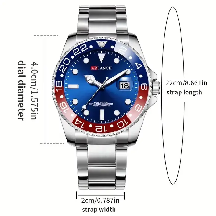 ARLANCH Top marque de luxe mode plongeur montre hommes 3 ATM étanche Date horloge noir Sport