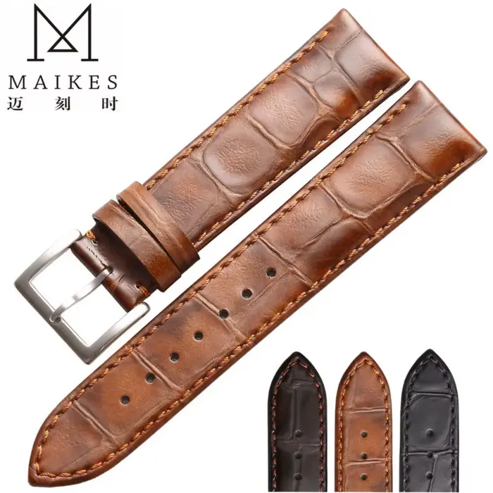 MAIKES haute qualité bracelet de montre en cuir véritable hommes et femmes 18mm 20mm 22mm