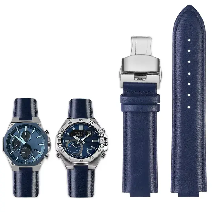 Bracelet de montre en cuir convexe modifié pour Casio EDIFICE série EFS-S570YD ECB-10YD