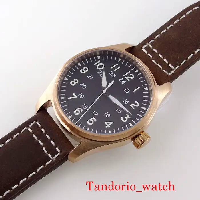Montre automatique pour homme Tandorio Japan NH35A PT5000 en bronze massif CuSn8