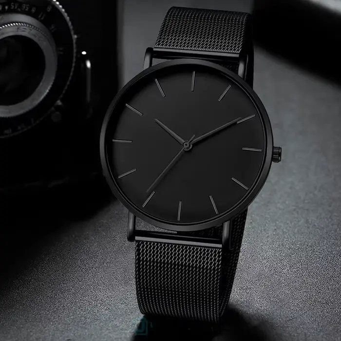 Montre-bracelet minimaliste en acier inoxydable pour homme
