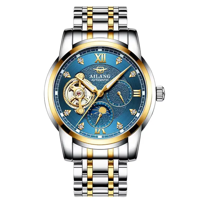 Montre mécanique Daniel Gorman Tourbillon avec cadran squelette pour hommes occasions spéciales robuste et élégante