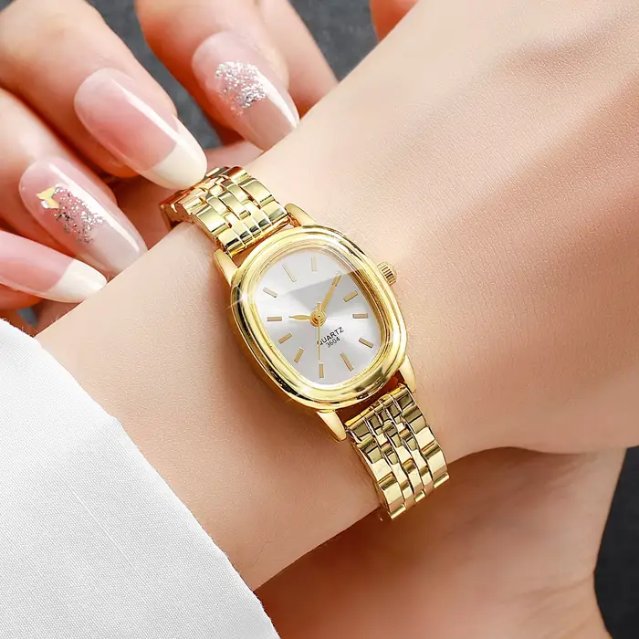 Élégant cadran ovale femmes montre-bracelet mode dames montre à Quartz Reloj Mujer filles horloge cadeau (sans boîte)
