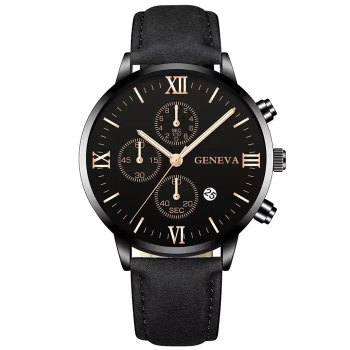 Hot 2025 décontracté hommes genève montres à Quartz calendrier bracelet en cuir Wirstwatch livraison