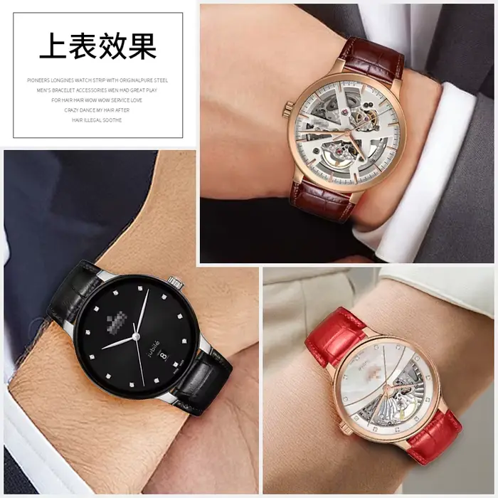 Bracelet de montre en cuir convexe invasive TA pour hommes et femmes