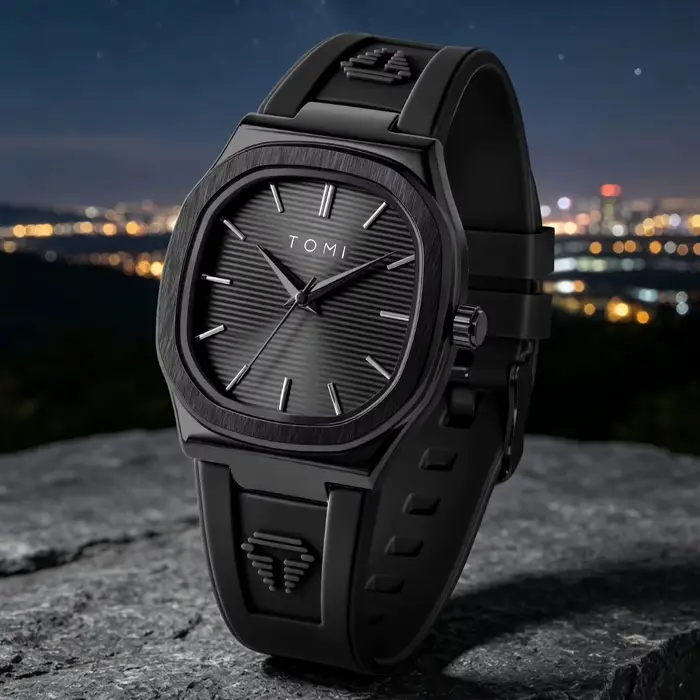 Montre TOMI 2026 à Quartz pour Homme avec Bracelet en Caoutchouc Style Luxe Occasions Spéciales