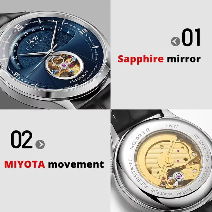 Suisse carnaval montre hommes automatique mécanique Tourbillon