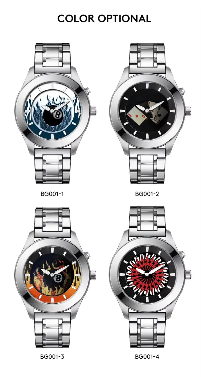 Montre millénaire rétro avec cadran à flamme dynamique