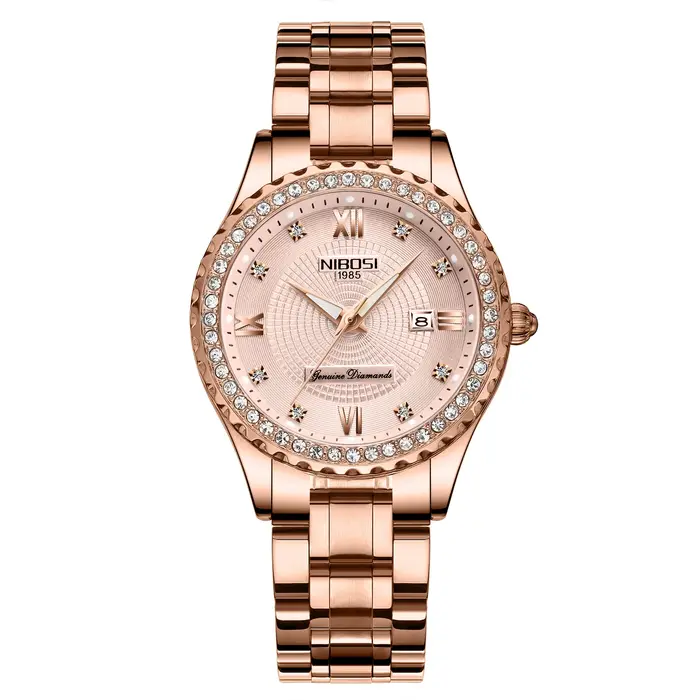 NIBOSI diamant montres pour femmes classique luxe or Rose analogique montre à Quartz mode étanche lumineux dames femme