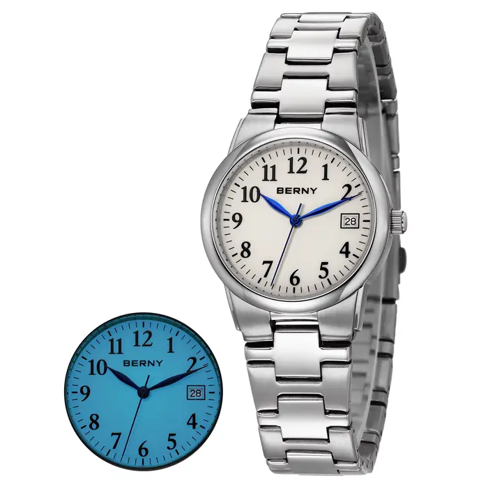 Montre Berny pour Femmes Cadran Lumineux Complexe en Acier Inoxydable Occasions Spéciales et Journées Décontractées