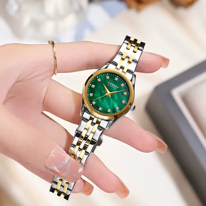 CURREN Montre de mode de luxe pour femme – Élégante acier inoxydable rose doré