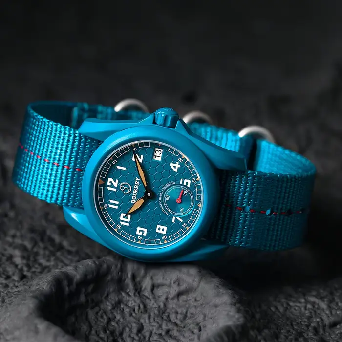 Boderry Field Watch VOYAGER Automatic S72 – Montre-bracelet pour homme avec réserve de marche de 72 heures