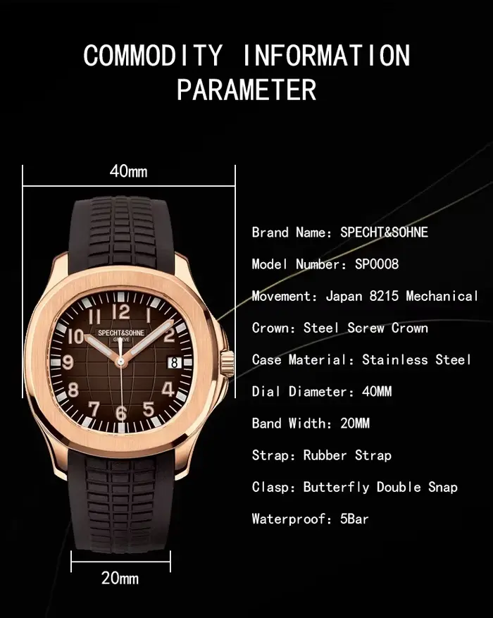 Specht & Sohne – montre mécanique automatique pour hommes