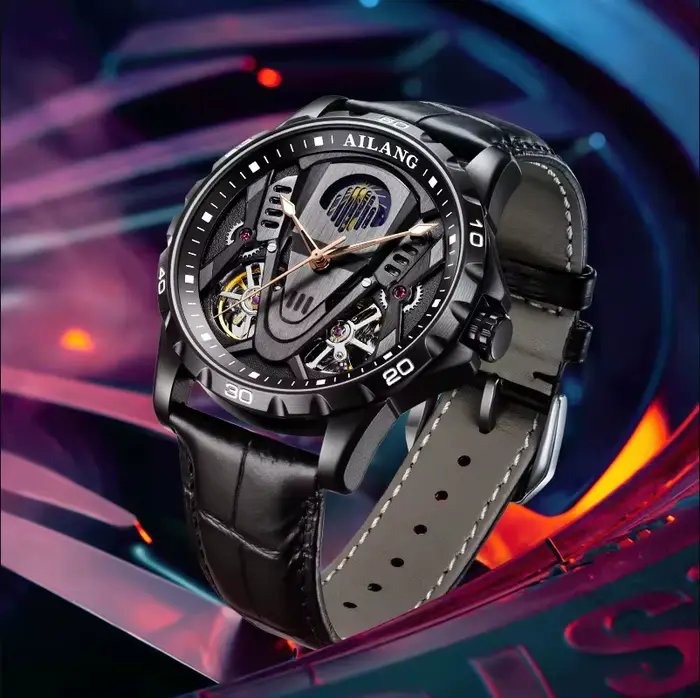 AILANG nouvelle montre à mouvement automatique creux pour hommes